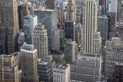 View of the skyscraper canyons of the Midtown Manhattan, New York City skyline 
