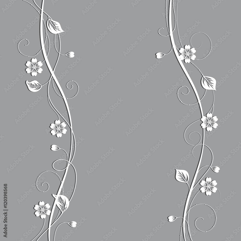 Beautiful floral pattern on gray background.