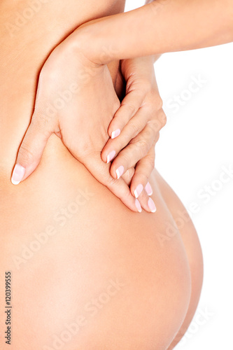 Awful backache  isolated  white background