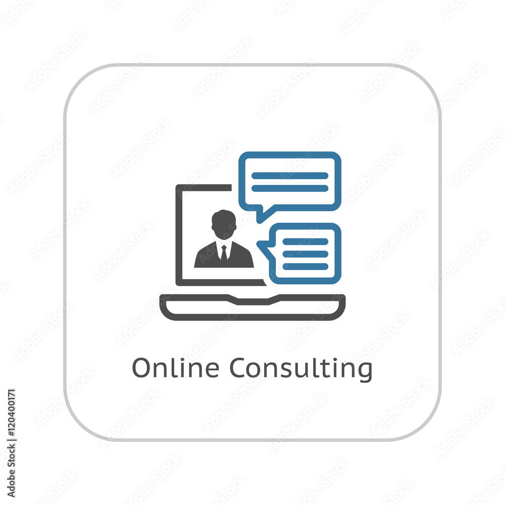Online Consulting Icon. Flat Design. Online Consulting Icon. Flat Design.