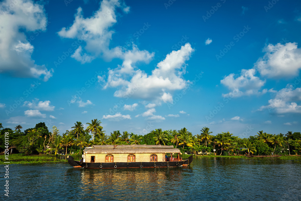Fototapeta premium Houseboat on Kerala backwaters, India