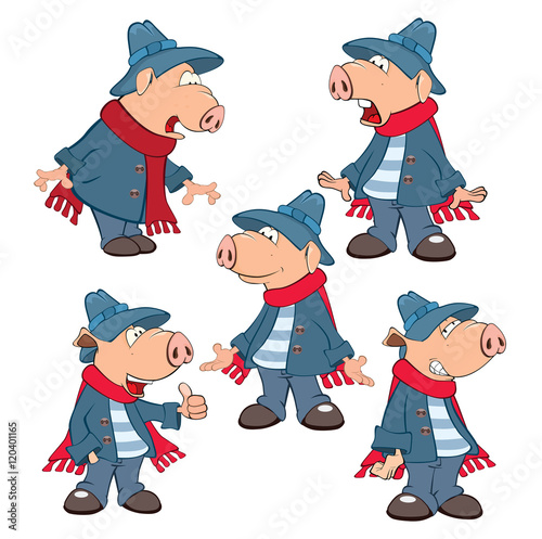 
Set of Cartoon Illustration Cute Pigs for you Design