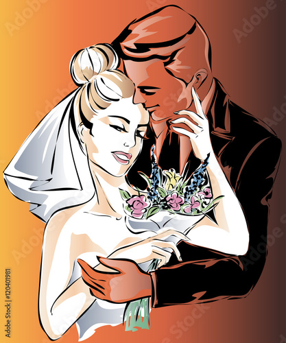 Wedding Day invitation with sweet couple vector