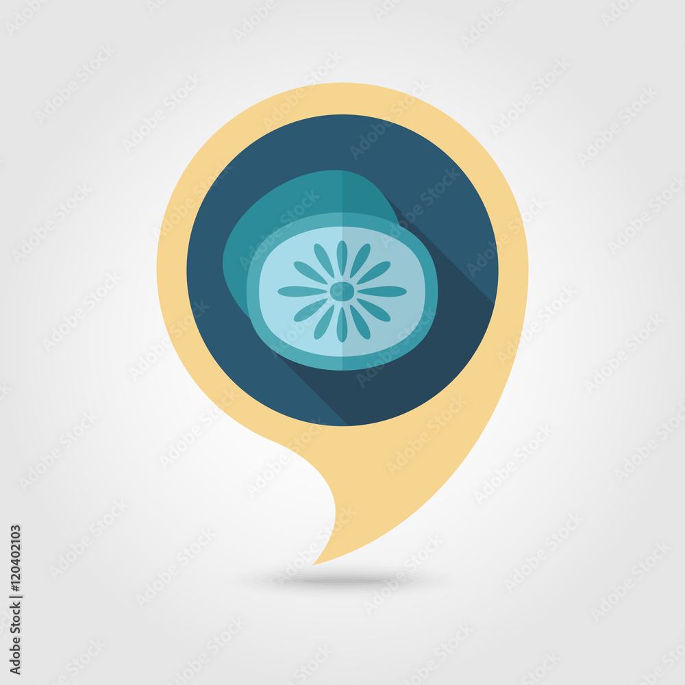 Kiwi flat pin map icon. Tropical fruit Kiwi flat pin map icon. Tropical fruit