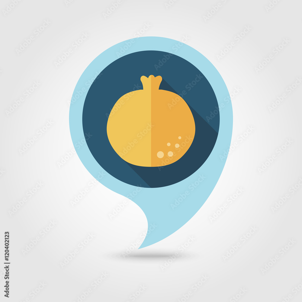 Garnet flat pin map icon. Fruit Garnet flat pin map icon. Fruit