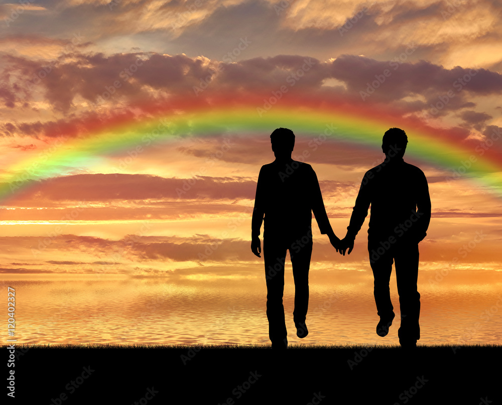 Homosexuals. Couple of gays are holding hands