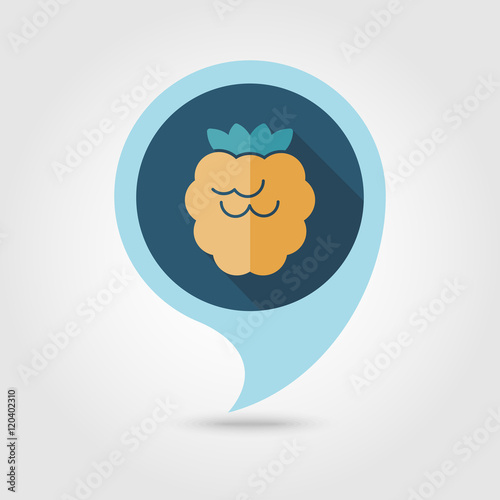 Raspberry flat pin map icon. Berry fruit
