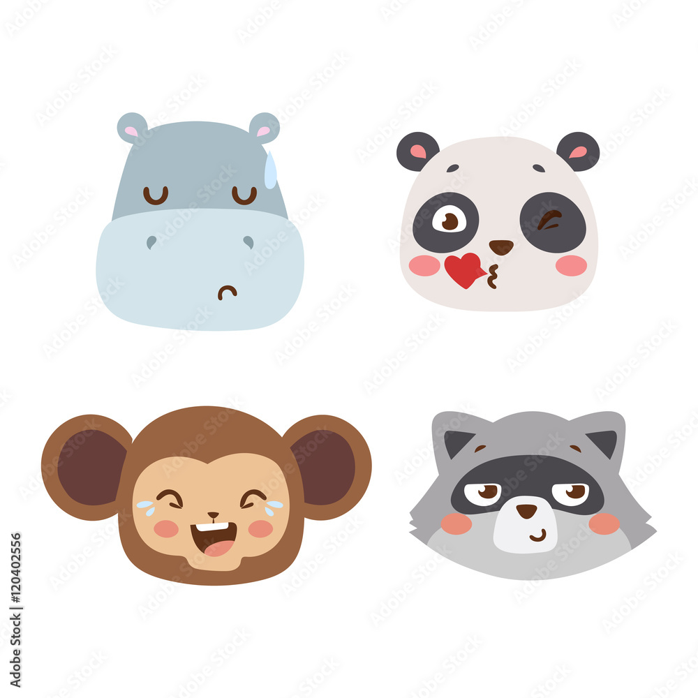 Animal emotion avatar vector icon