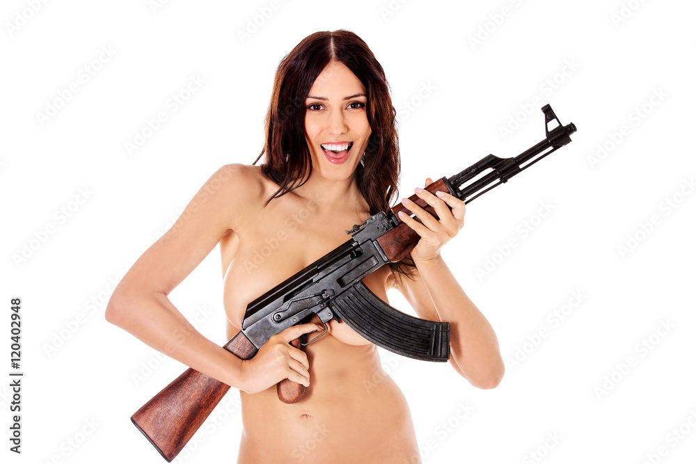 Gun naked girl with Erotic Guns