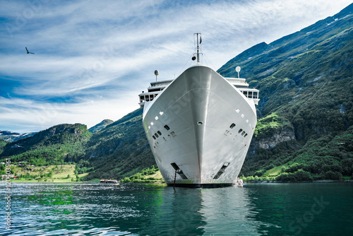 Cruise Liners On Geiranger fjord, Norway photo