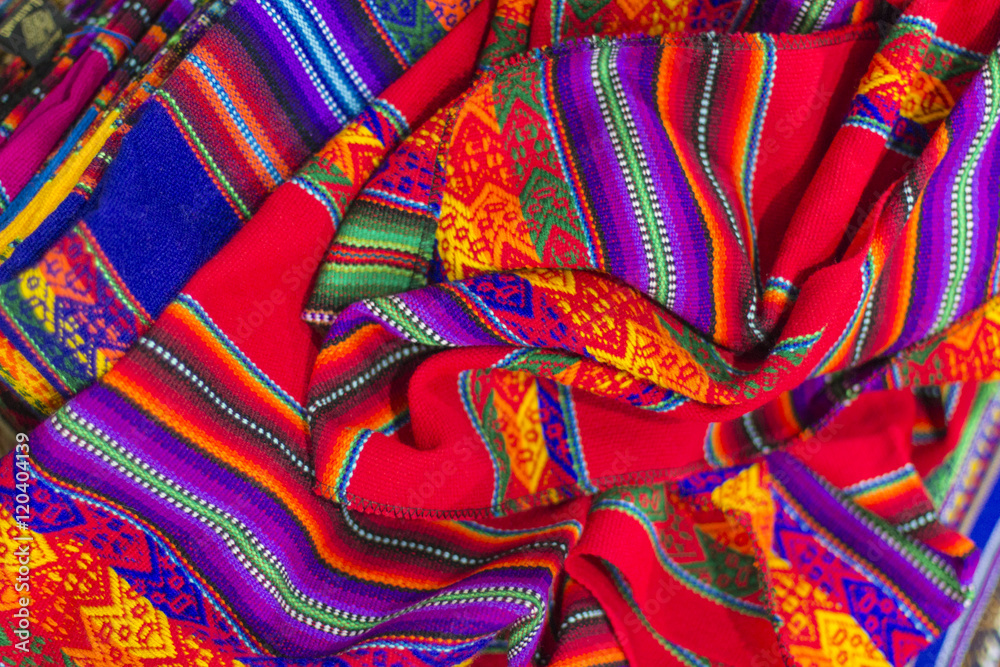Colorful Fabric at market in Peru, South America