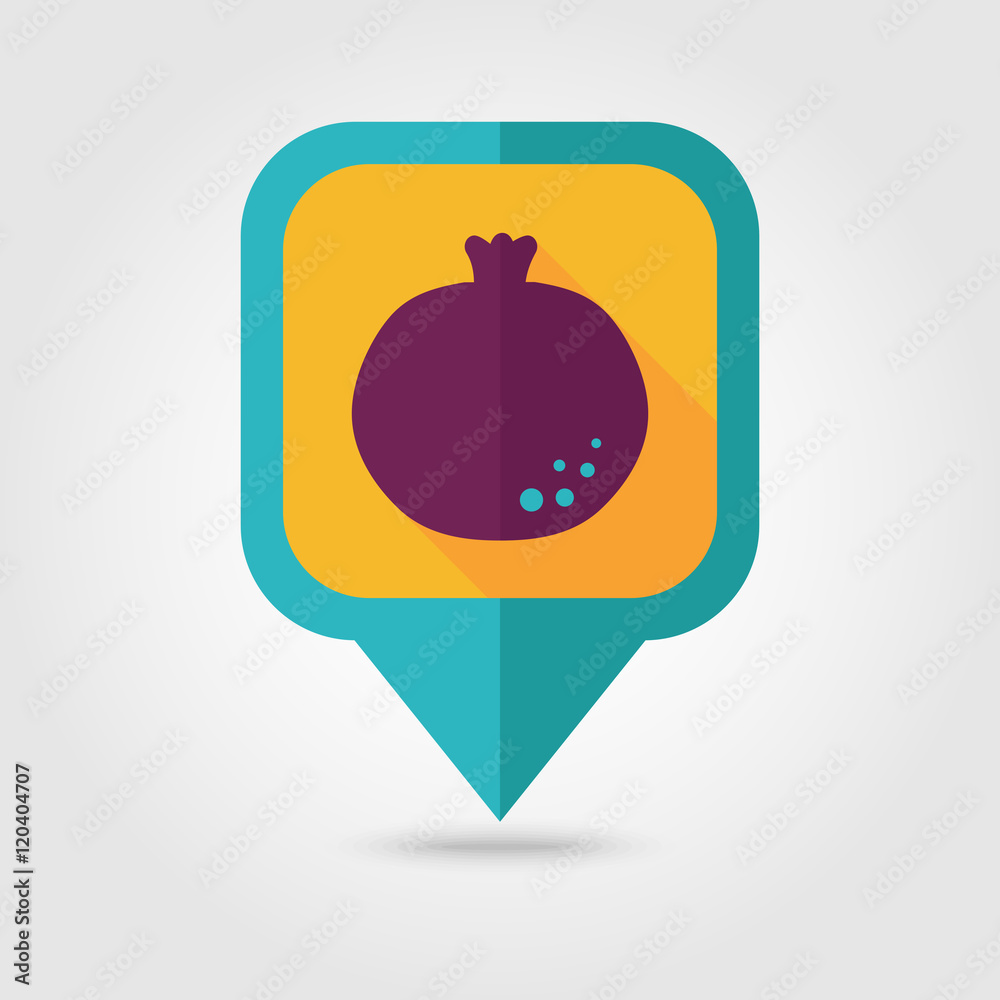 Obraz premium Garnet flat pin map icon. Fruit