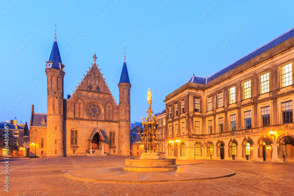 Gothic facade of Ridderzaal in Binnenhof, Hague