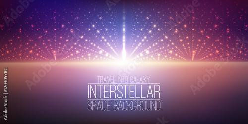 Vector interstellar space background.Cosmic galaxy illustration.Background with nebula, stardust and bright shining stars.Vector Illustration for party ,artwork, brochures, posters.