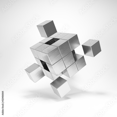 Metal cube with key elements