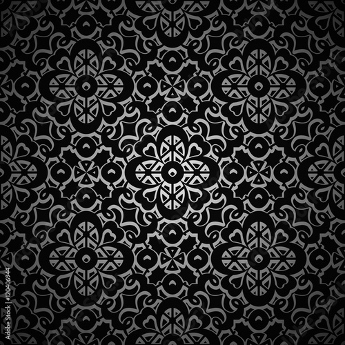 Vintage black background, swirly dark pattern