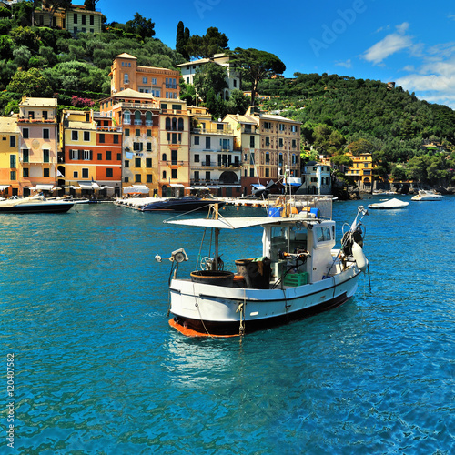 The beautiful bay of Portofino fishing village,luxury harbor