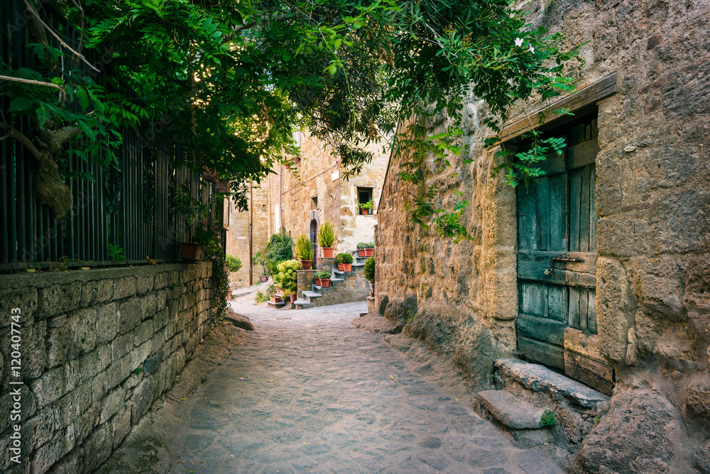 Obraz premium Ancient streets of the dying town in Italy, Civita di Bagnoregio