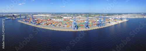Schilderij op canvas Aerial panoramic image of Port Baltimore