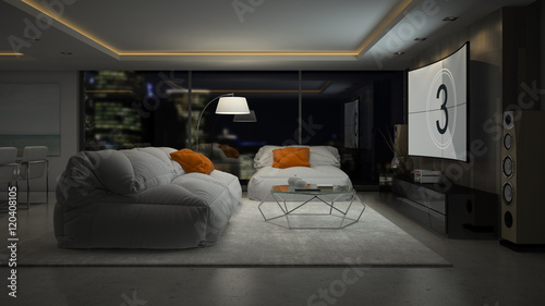 Foto Interior of modern design room 3D rendering