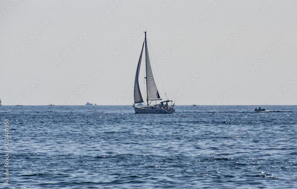 Yacht in ocean waters
