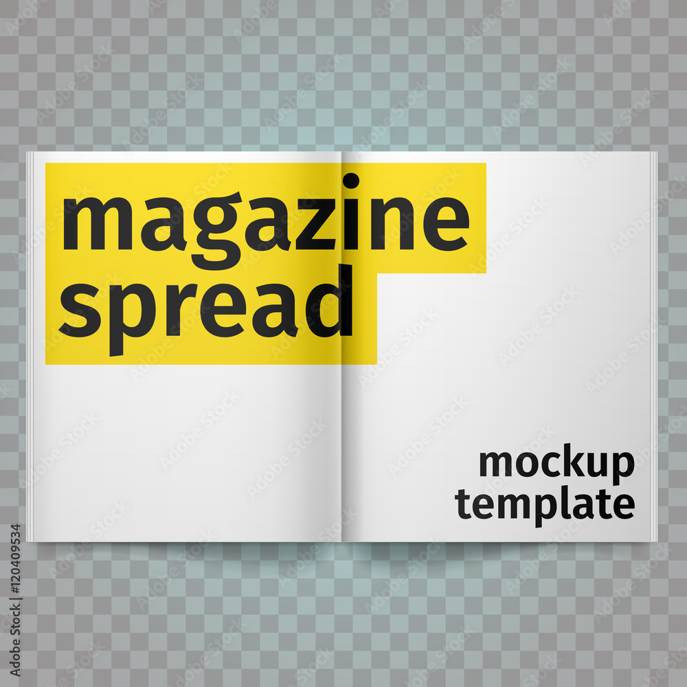 Book Spread With Blank White Pages. Vector blank magazine spread