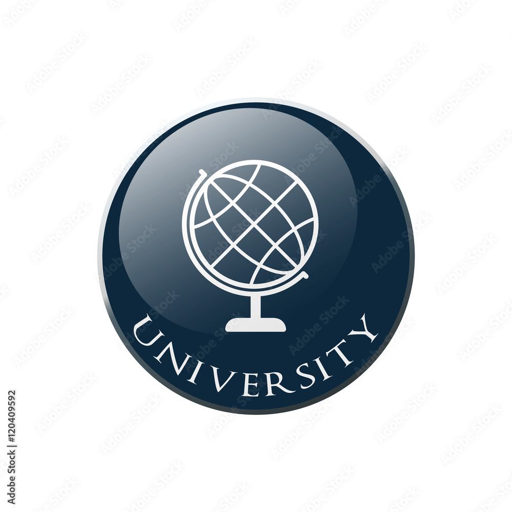 Globe icon. Higher education symbol. Graphic design element. Symbol in circle button. Globe icon. Higher education symbol. Graphic design element. Symbol in circle button.