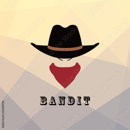 American cowboy head. Bandit Texas icon. Vector illustration.