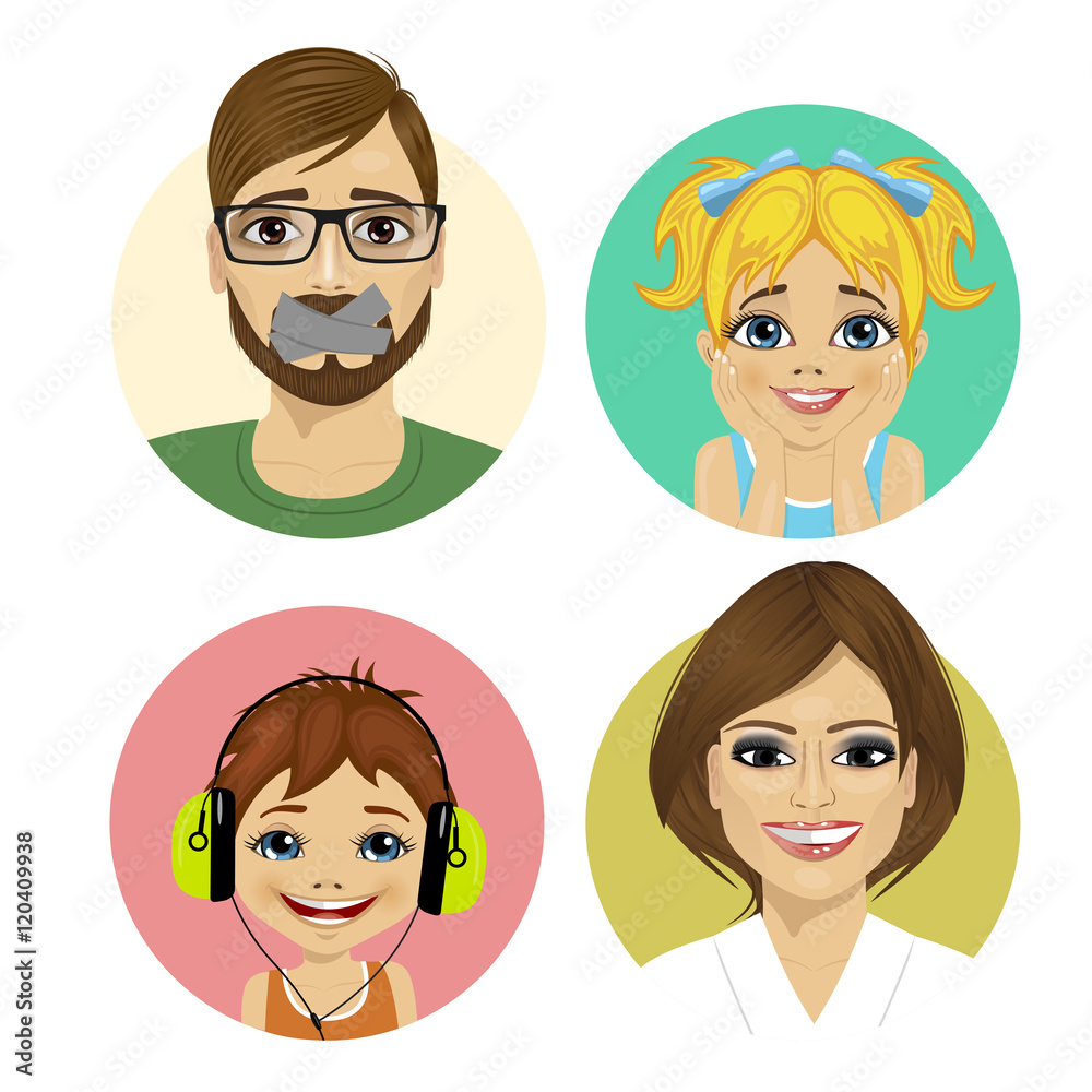 happy family face portrait of father, mother, daughter and son happy family face portrait of father, mother, daughter and son
