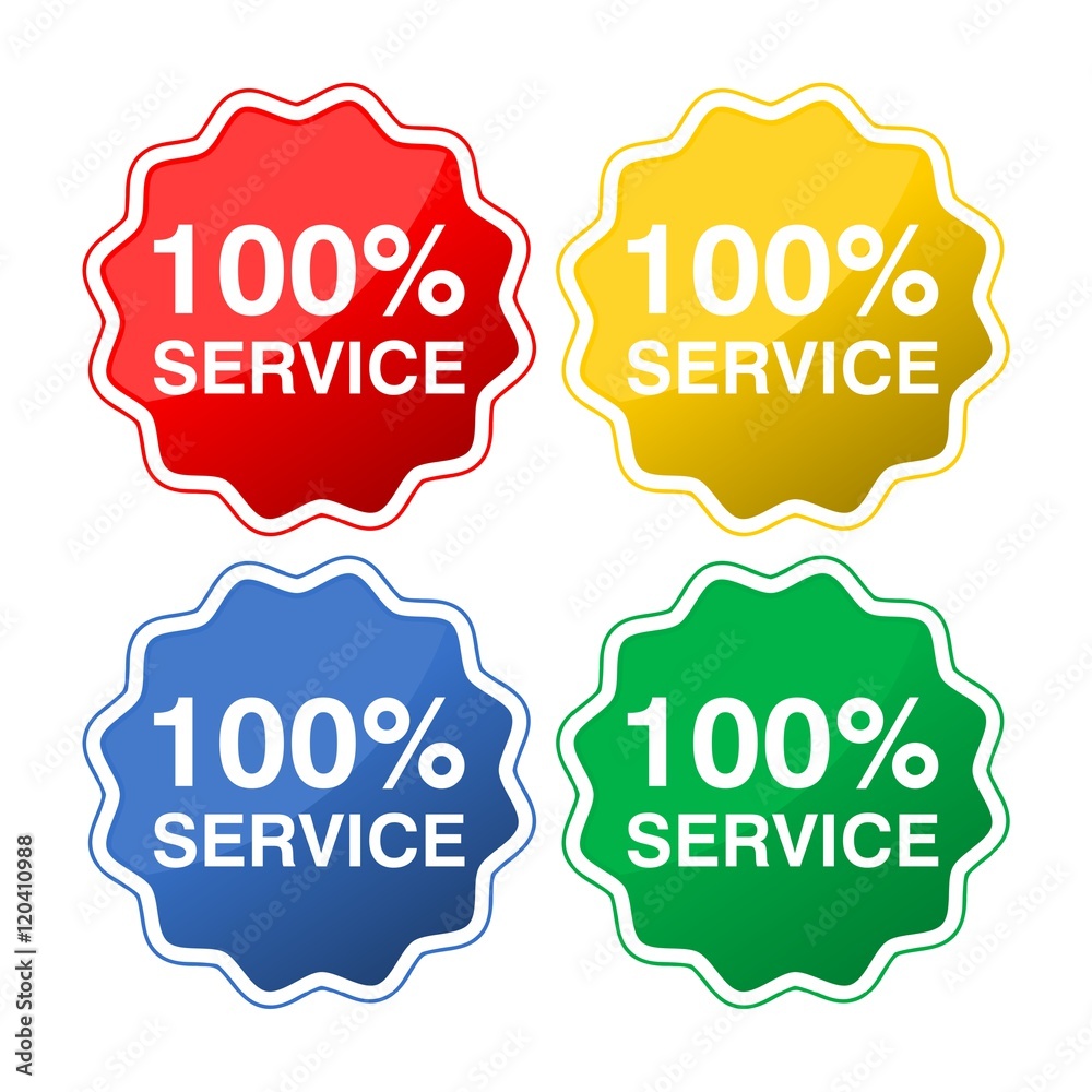 Colored buttons with text 100% service
