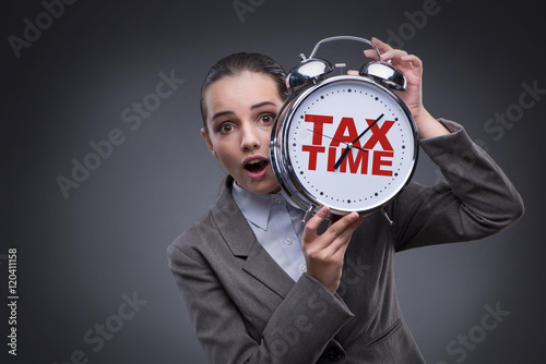 Businessman in late taxes payment concept