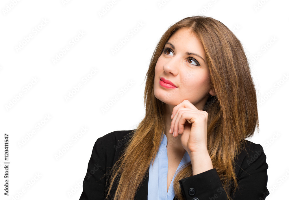 Beautiful young woman in a pensive expression Beautiful young woman in a pensive expression