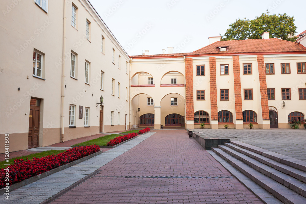 Vilnius, Lithuania - September 10, 2016: View of Vilnius university from Sarbievijaus yard