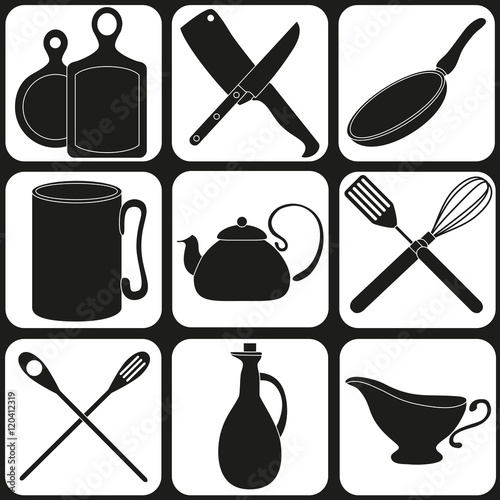 icon set of kitchen utensils