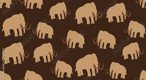 Vector seamless background of mammoths