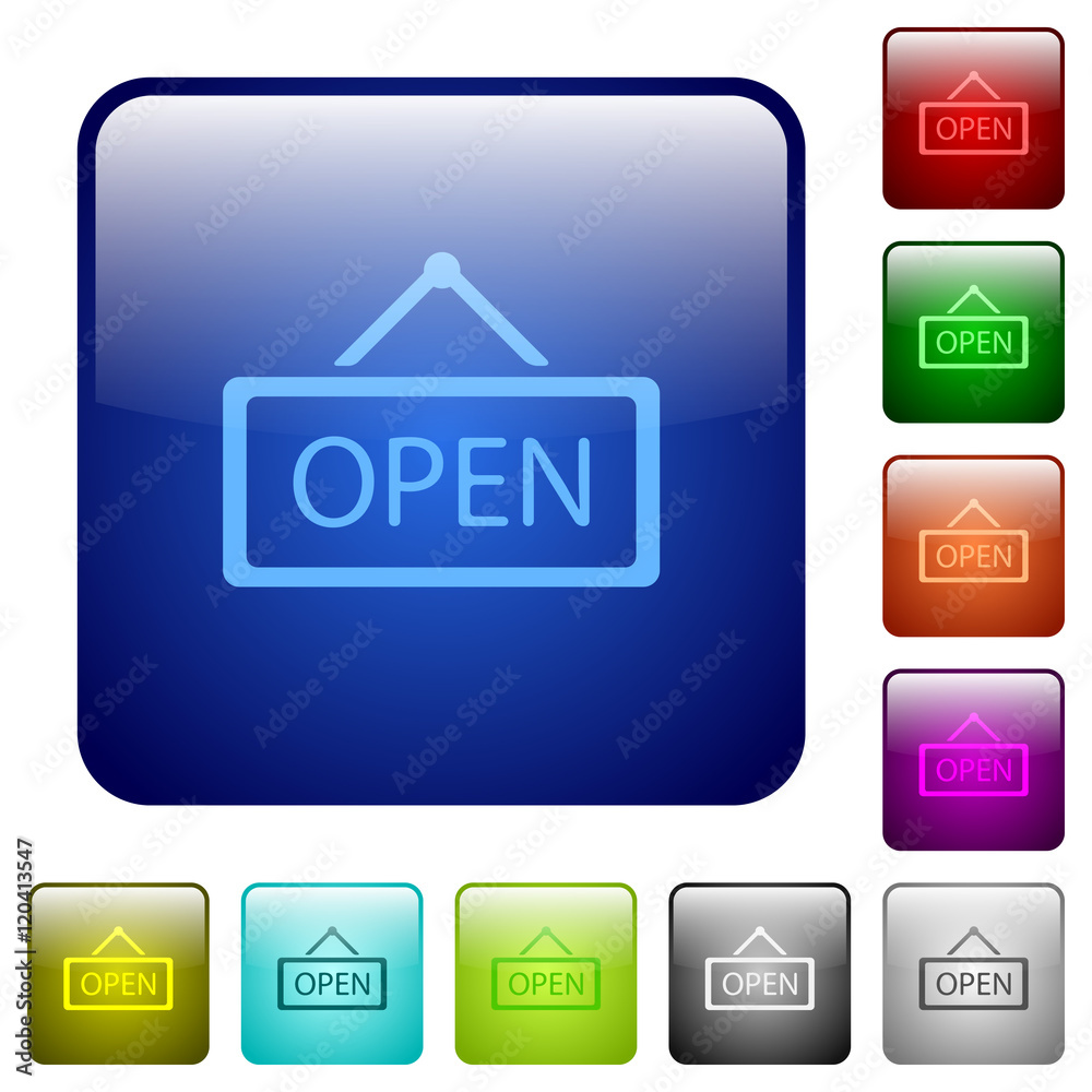 Color open sign square buttons Color open sign square buttons