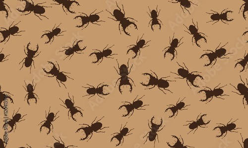 Stag beetle seamless pattern © newrossosh