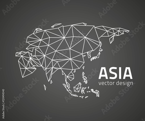 Fotografie, Obraz Asia black mosaic vector modern outline map