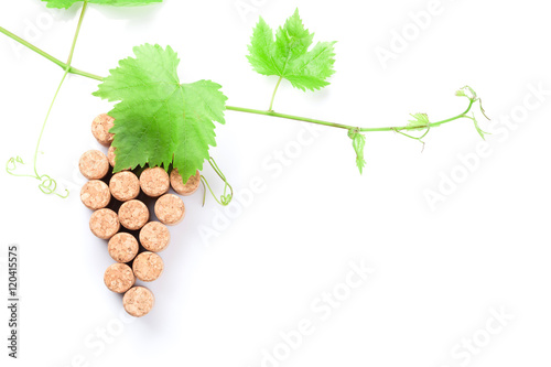 Wine corks grape shape and vine