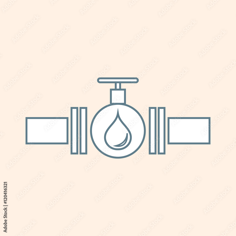 Stylized icon of the pipe with a valve and fuel drops Stylized icon of the pipe with a valve and fuel drops