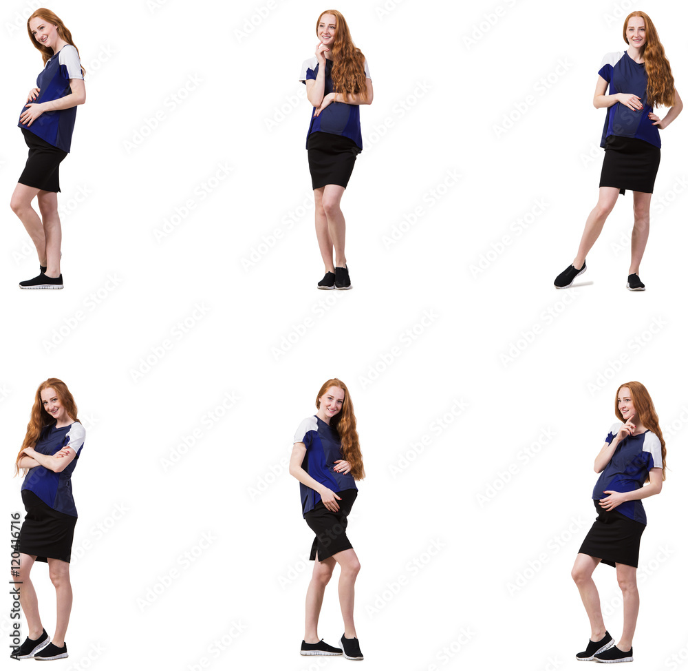 Pregnant woman in composite image isolated on white Pregnant woman in composite image isolated on white