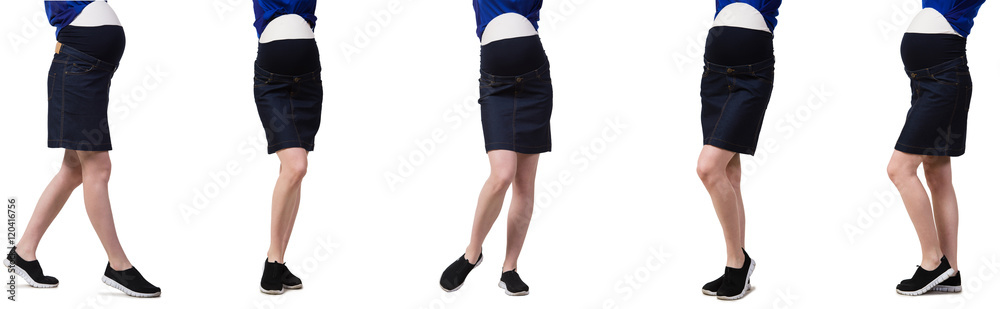 Pregnant woman in composite image isolated on white Pregnant woman in composite image isolated on white