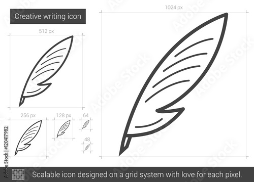 Creative writing line icon.