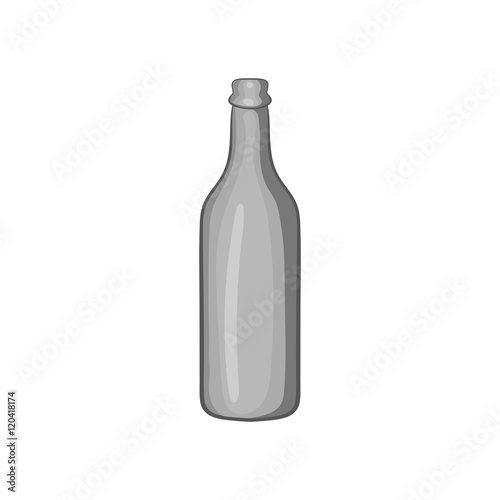 Beer bottle icon in black monochrome style isolated on white background. Alcoholic beverage symbol vector illustration