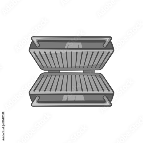 Electric grill icon in black monochrome style isolated on white background. Appliances symbol vector illustration