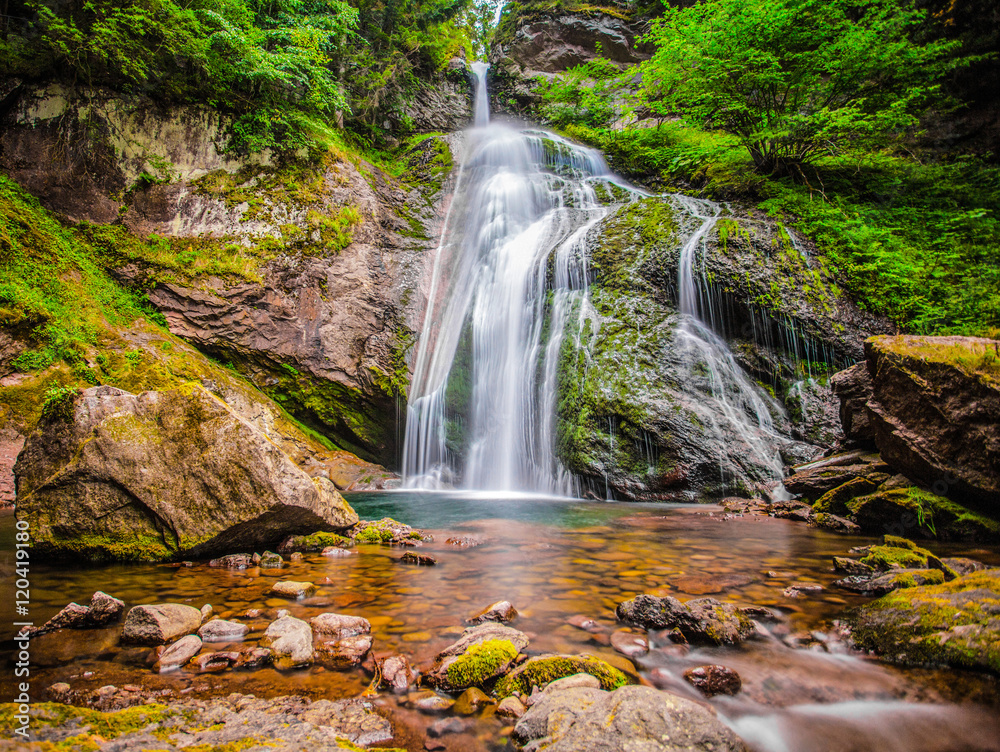 Fototapeta premium Waterfall of Cavalese,Val di Fiemme, Trentino, Dolomites, Trento, Italy