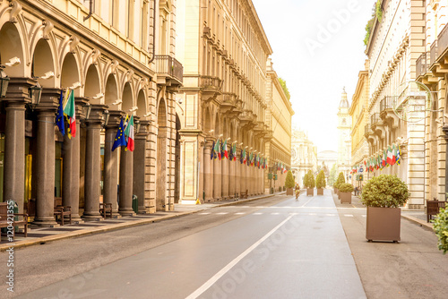 Rome central pedestrian street in Turin city in the morning in Italy © rh2010