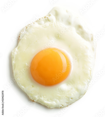 Leinwand Poster fried egg on white background
