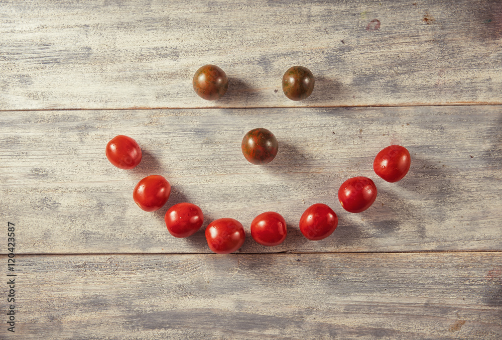 Healthy Organic Vegetables Tomatoes on a Wooden Background. Art Healthy Organic Vegetables Tomatoes on a Wooden Background. Art