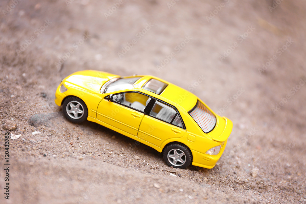 Close up of toy car on ground